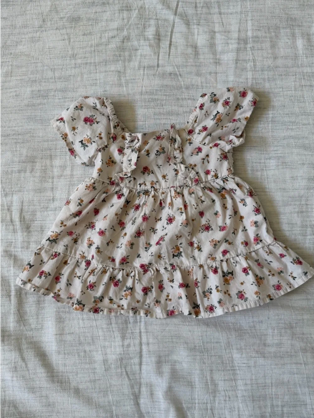 The Children's Place Cream Baby Dress with Pink Floral Print and Diaper Cover - Picture 1 of 5